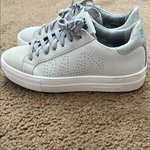 P448 Coyote Gray and white Sneakers with Platform Sole. Made in Italy